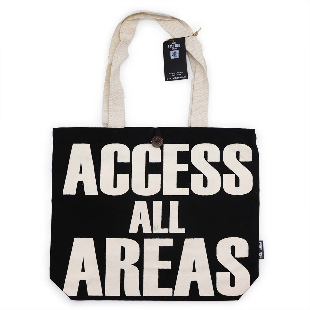 Iconic Classic Tote Bag - Access All Areas - Black Natural 10oz | Velora