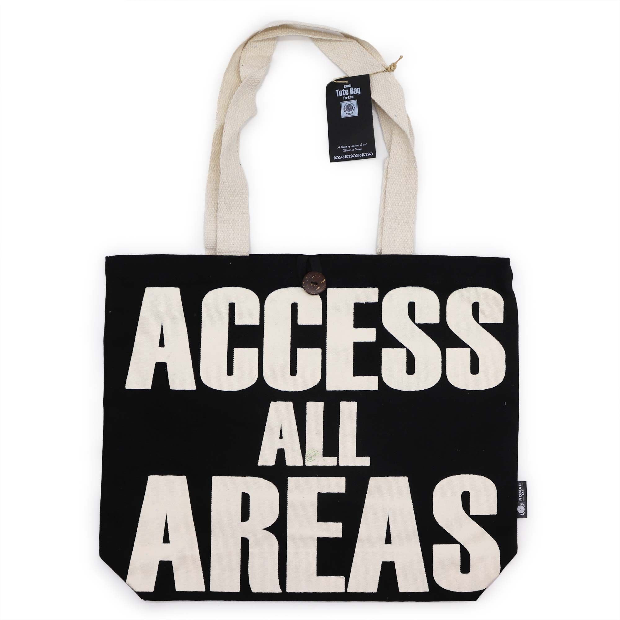 Iconic Classic Tote Bag - Access All Areas - Black Natural 10oz | Velora