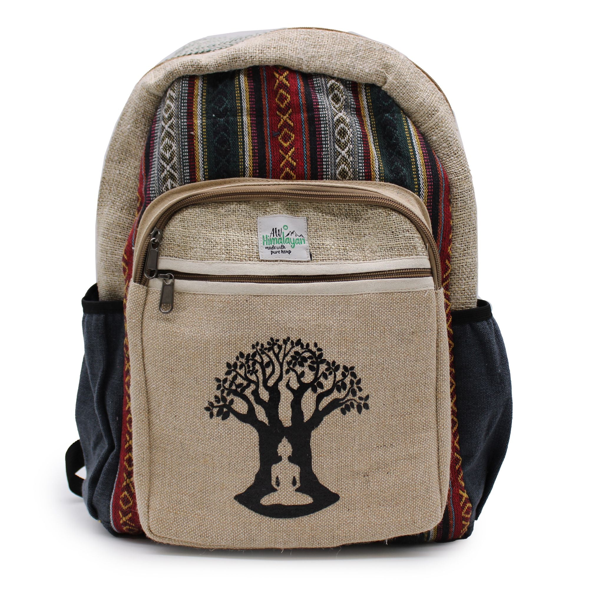 Large Hemp & Cotton Backpack – Bodhi Tree Design | Velora