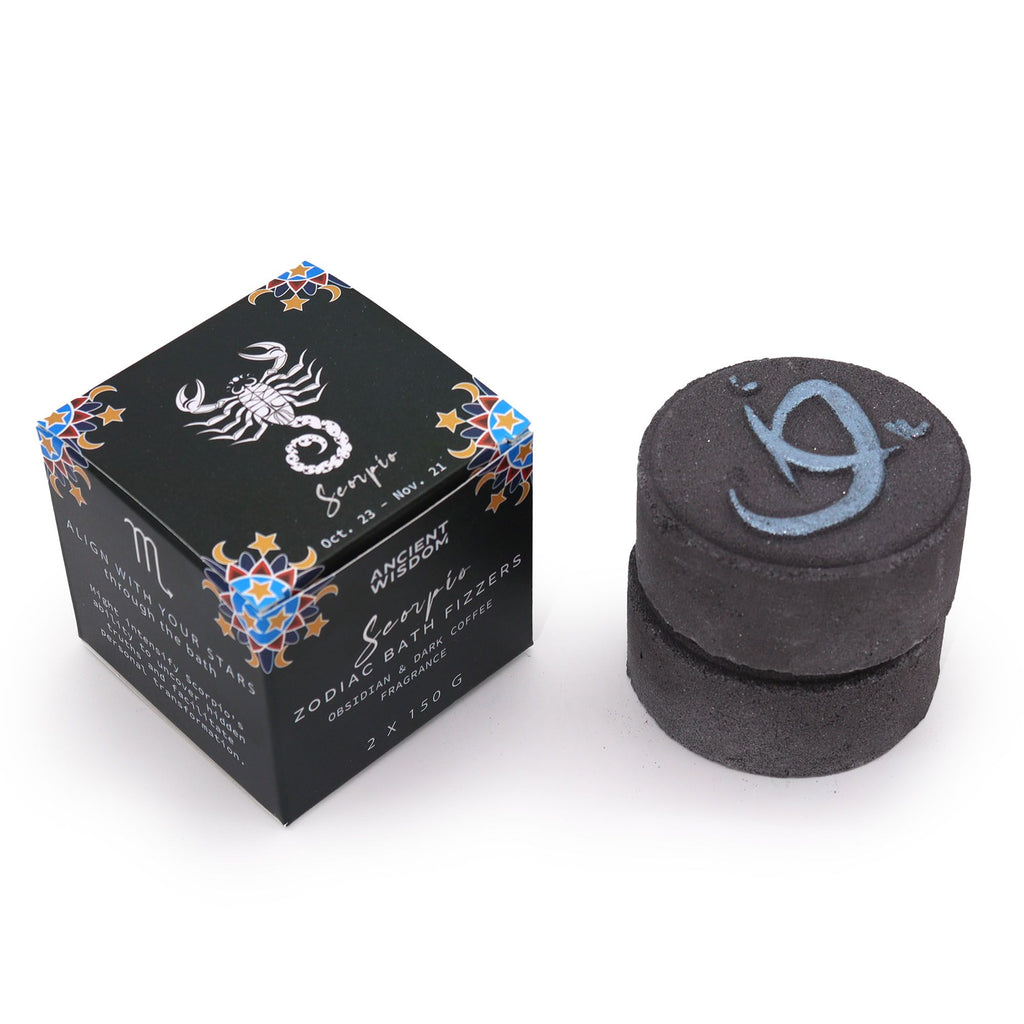 Scorpio Zodiac Bath Fizzers with Horoscope | Set of 2 | Velora