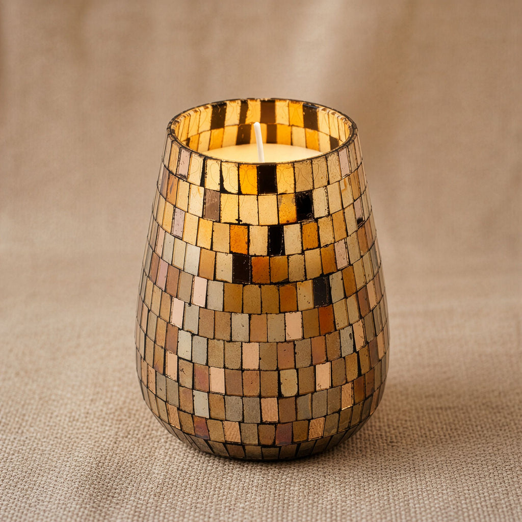 Tall Glass Jar Candle - Amber Mosaic | Velora