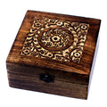 Mango Wood Aromatherapy Box - Floral Carved, Holds 25 | Velora