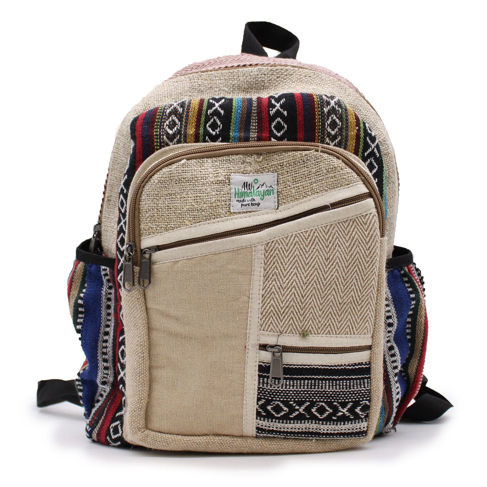 Small Hemp & Cotton Backpack – Zig Zag Zip Style | Velora