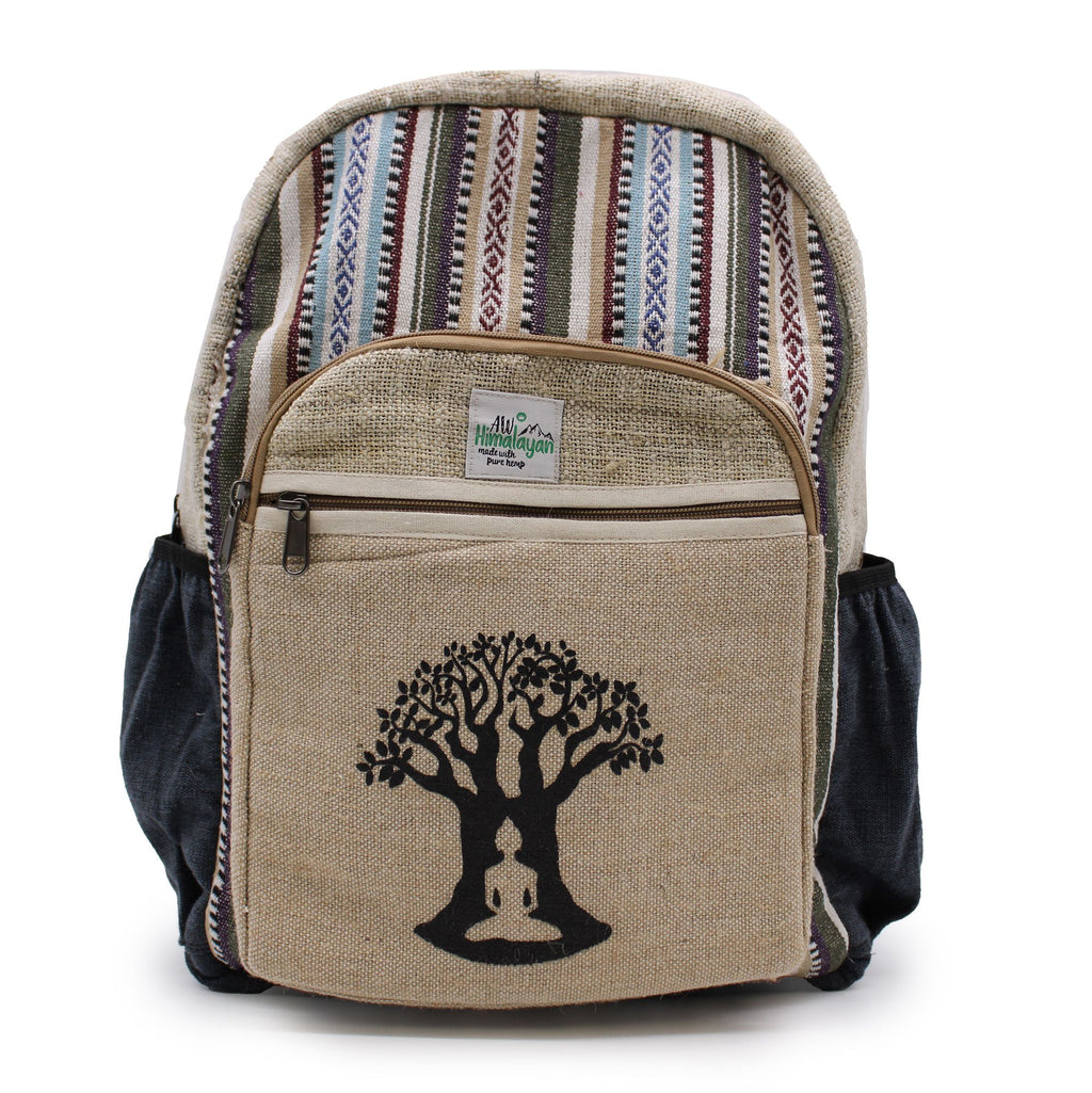 Large Hemp & Cotton Backpack – Bodhi Tree Design | Velora