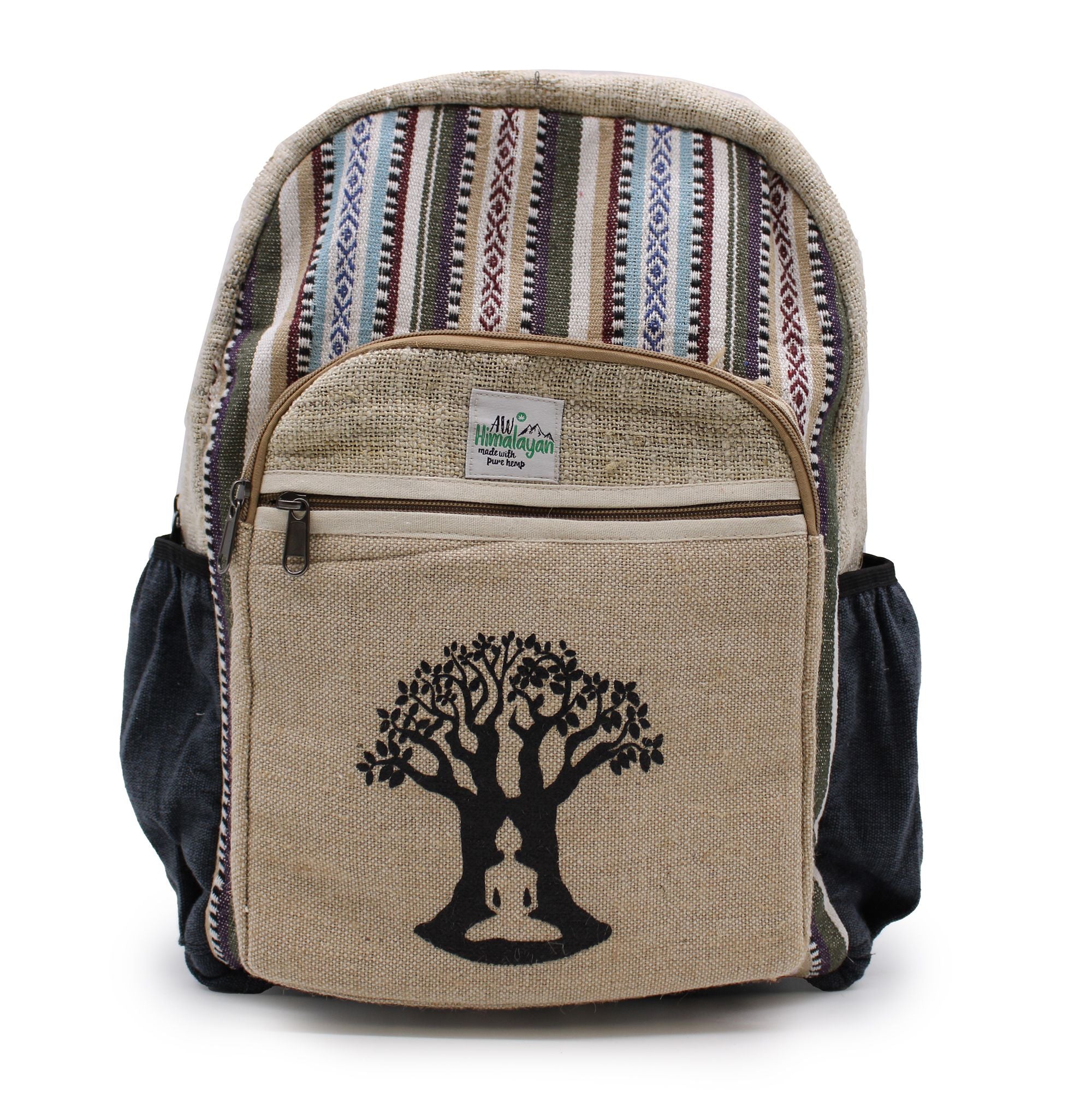 Large Hemp & Cotton Backpack – Bodhi Tree Design | Velora