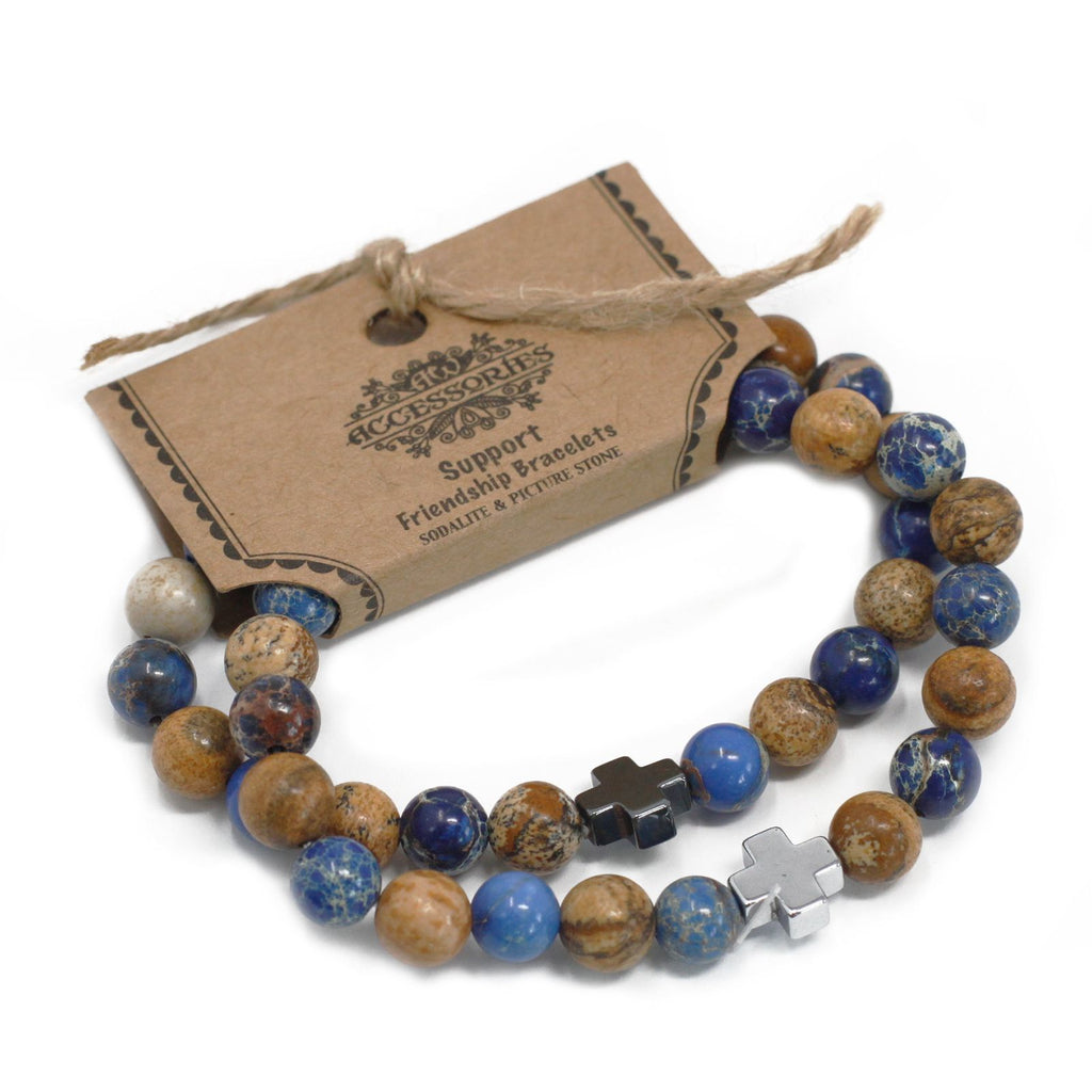 Gemstone Friendship Bracelets - Support | Sodalite & Picture Stone | Velora