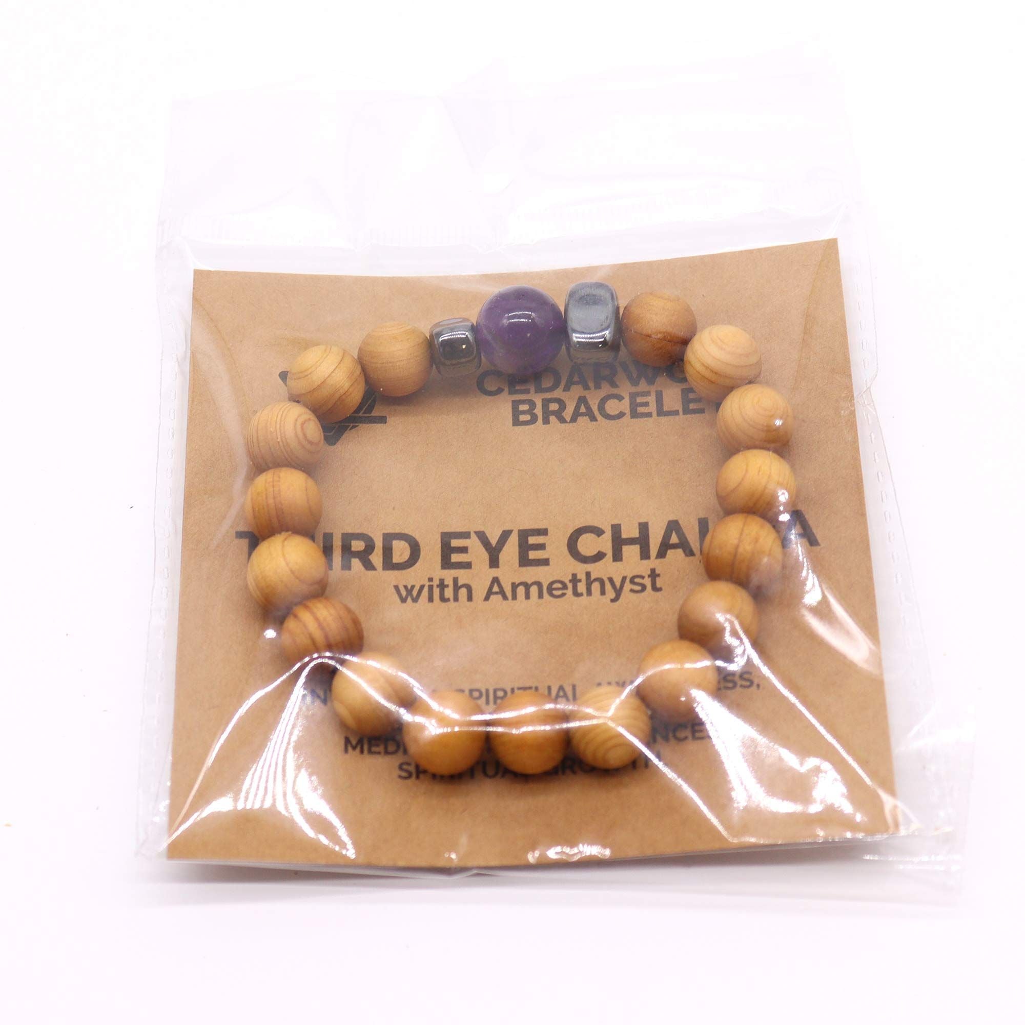 Cedarwood Third Eye Chakra Bangle - Amethyst | Velora