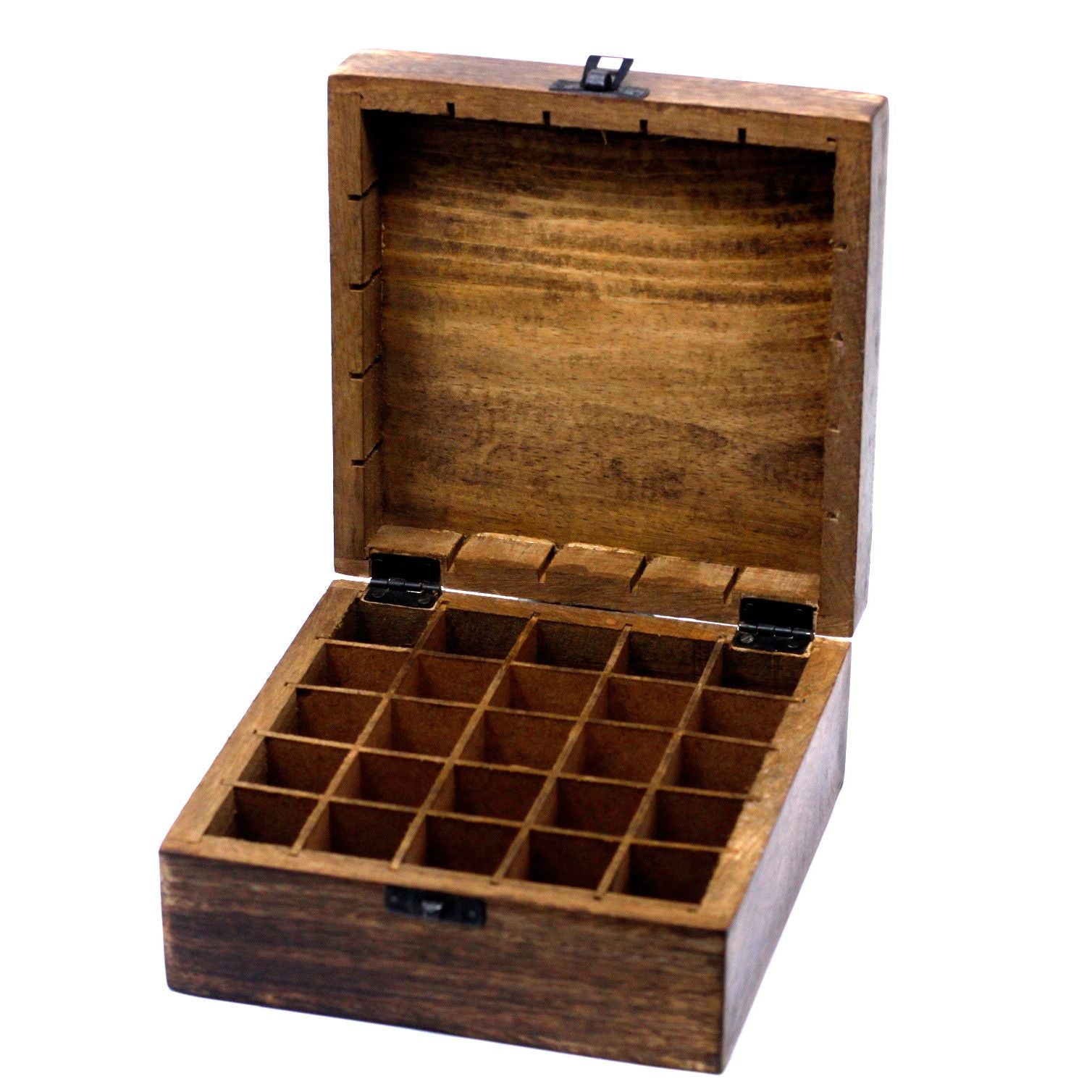 Mango Wood Aromatherapy Box - Floral Carved, Holds 25 | Velora