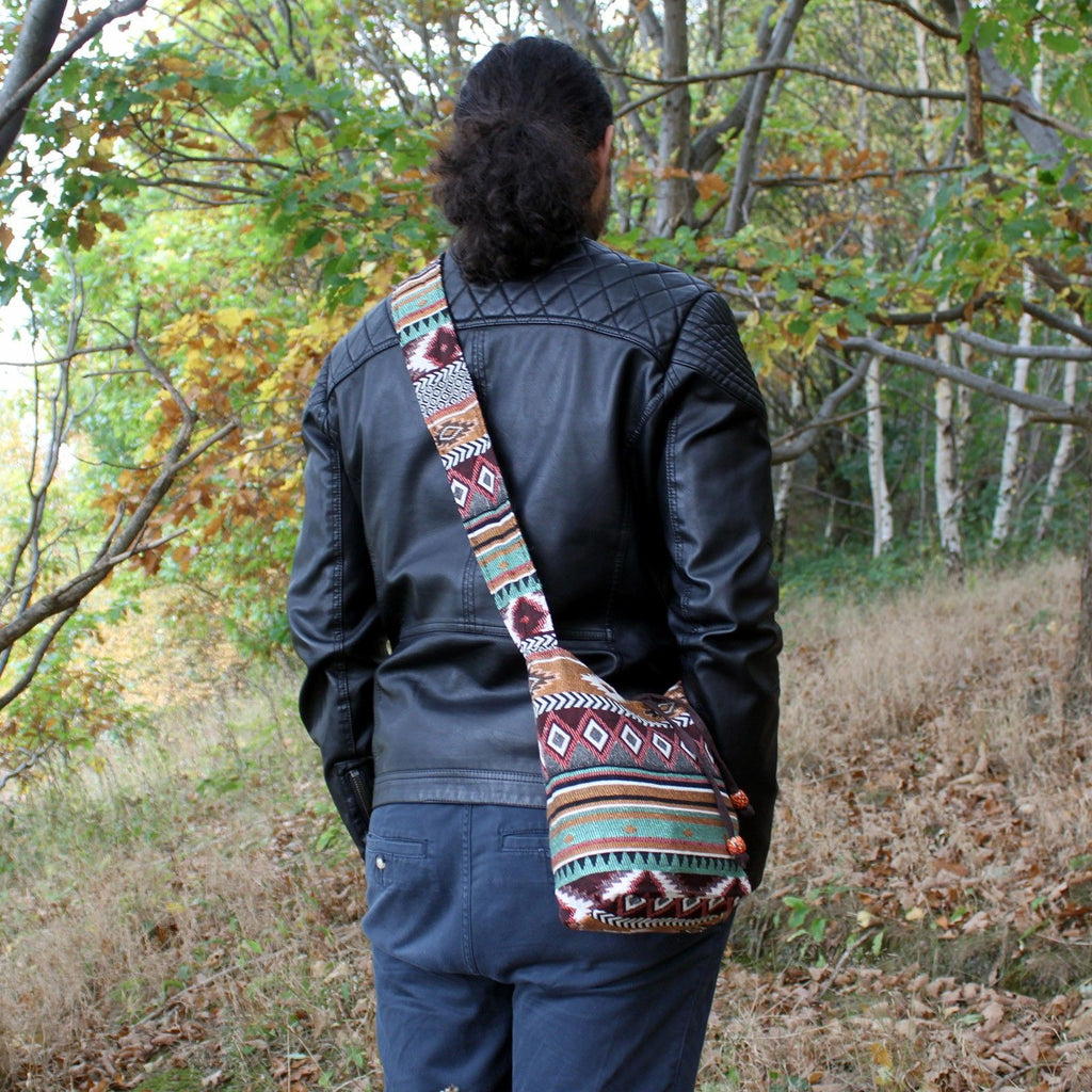Jacquard Nepal Sling Bag - Chocolate | Velora