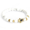 Gold Hamsa Gemstone Bracelet - White Howlite | Velora