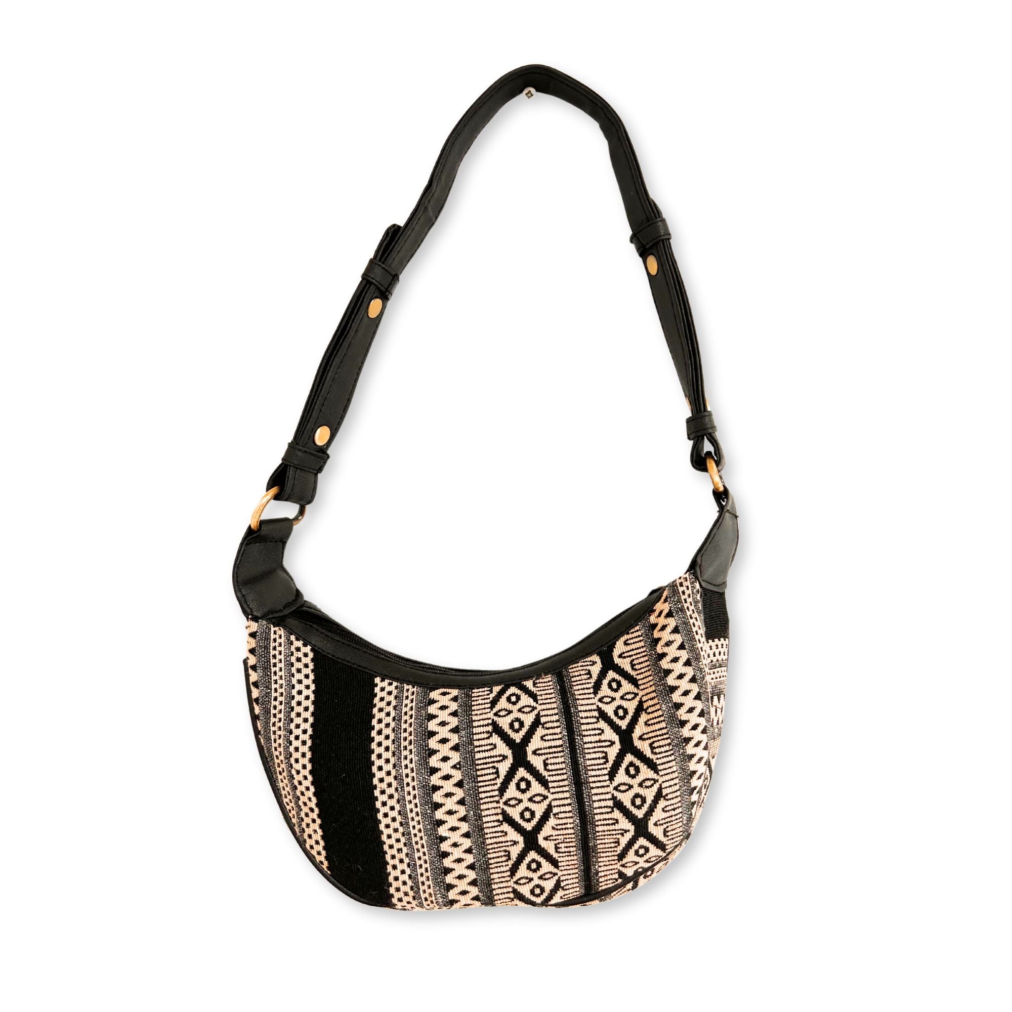 Grey Metro Jacquard Hobo Bag | Black Strap