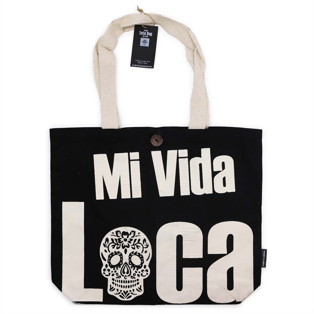 Iconic Classic Tote Bag - Mi Vida Loca - Black Natural 10oz | Velora