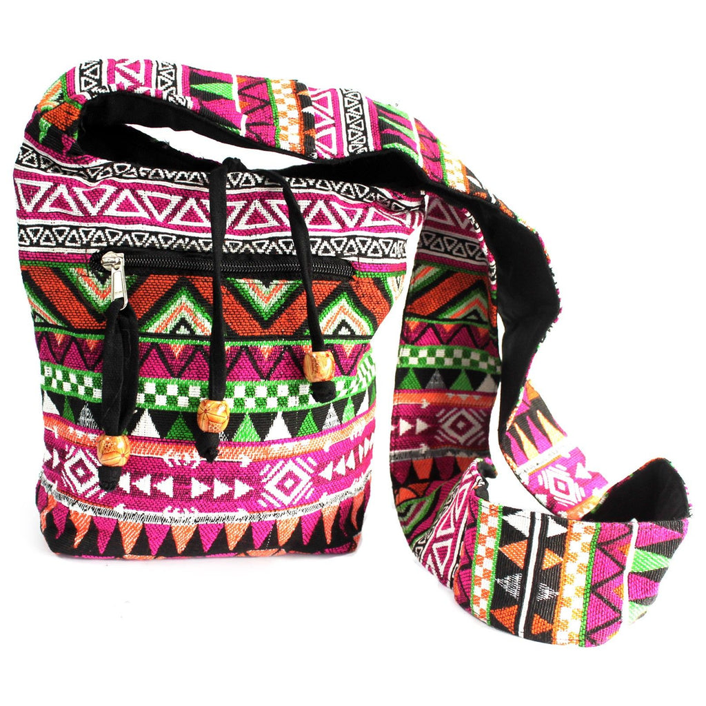 Jacquard Nepal Sling Bag - Pink | Velora