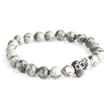 Pewter Skull Gemstone Bracelet - Grey Agate | Velora