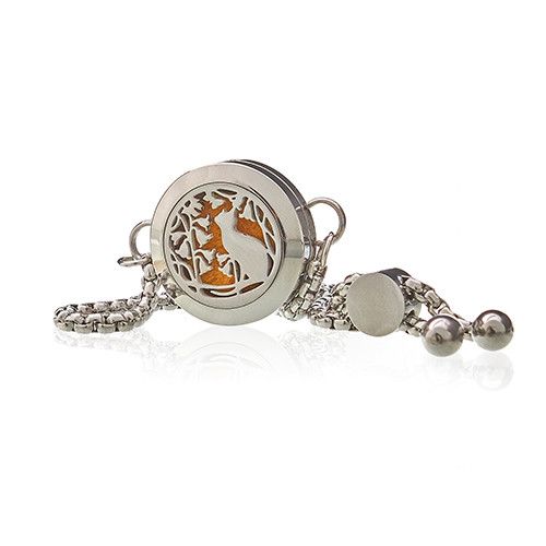 Aromatherapy Diffuser Bracelet - Cat & Flowers 20mm | Velora