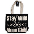 Iconic Classic Tote Bag - Stay Wild, Moon Child - Black Natural 10oz | Velora