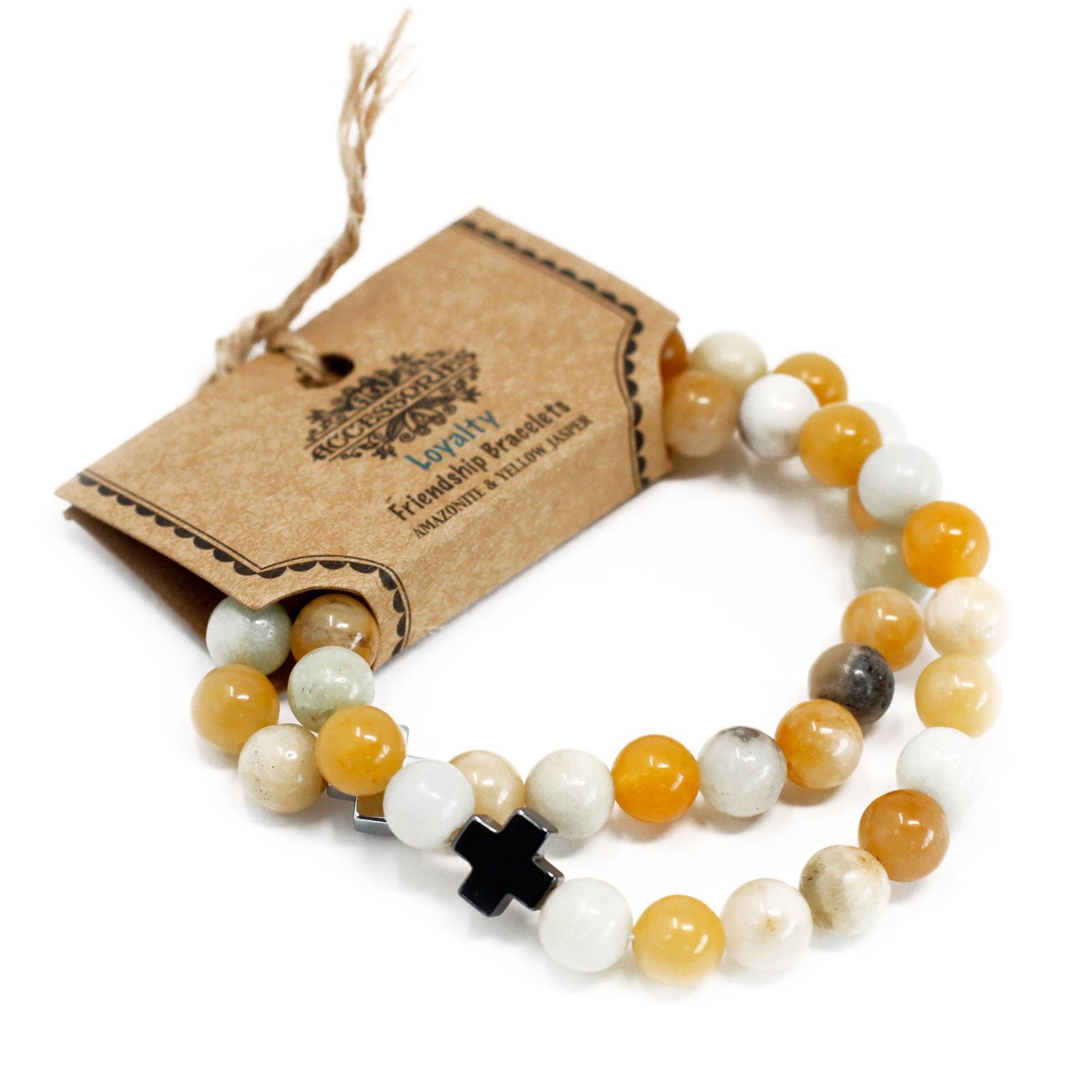 Gemstone Friendship Bracelets - Loyalty | Amazonite & Yellow Jasper | Velora