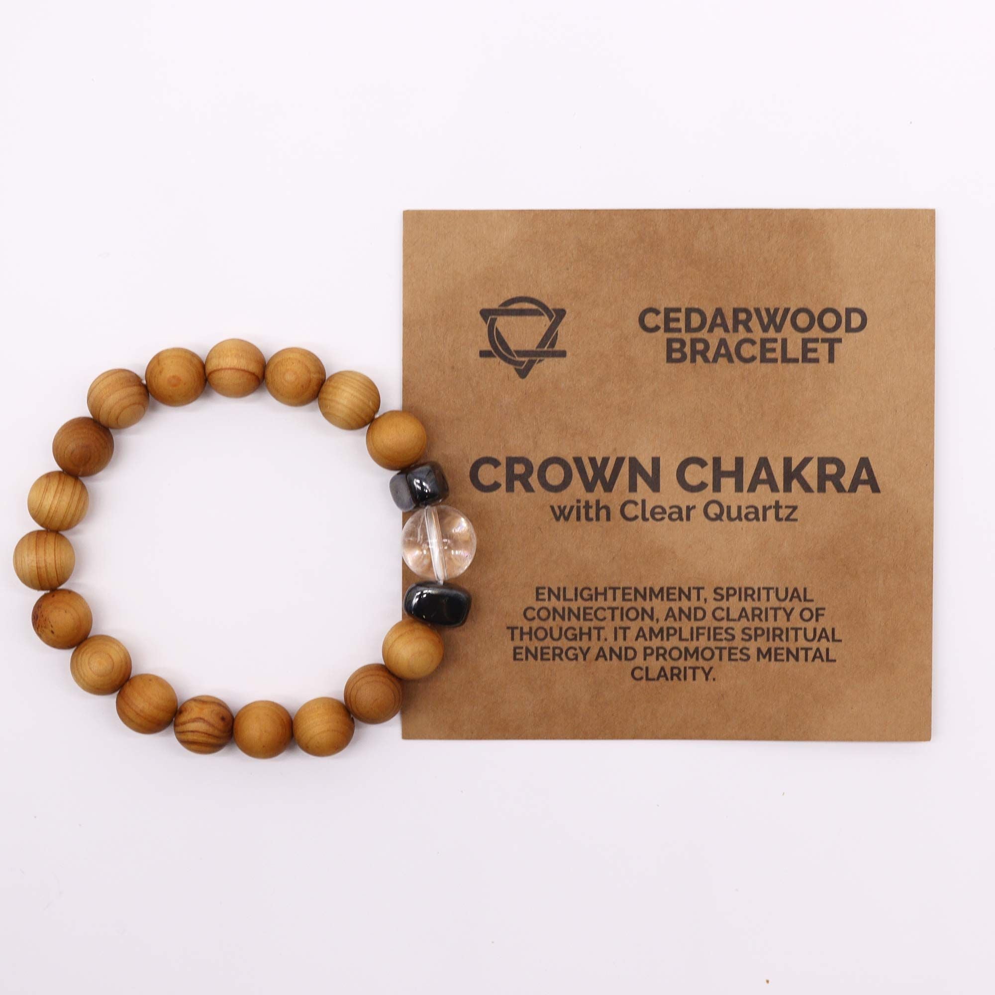 Cedarwood Crown Chakra Bangle - Clear Quartz | Velora