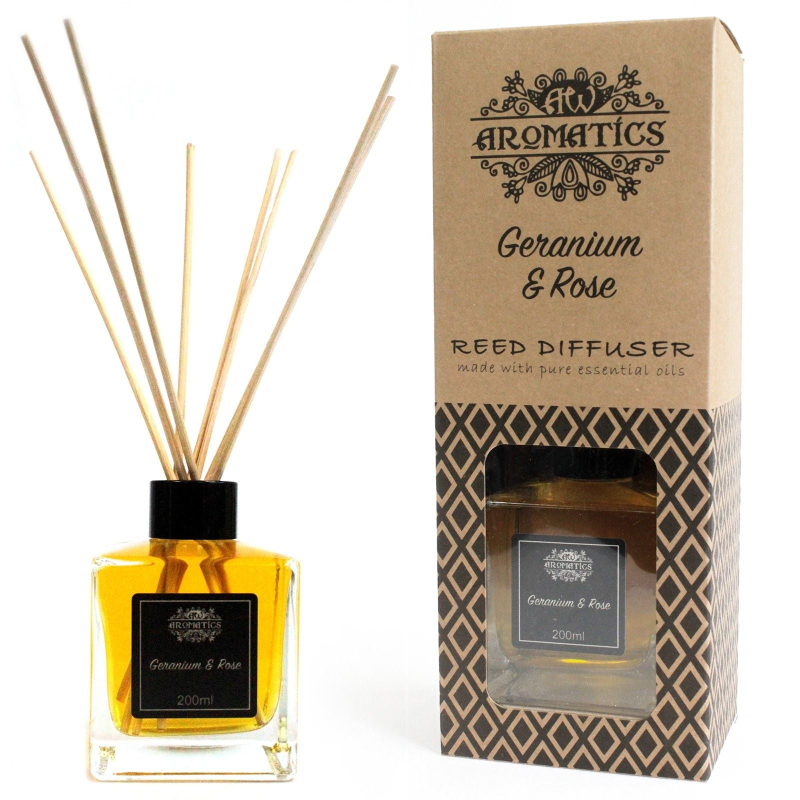 Geranium & Rose Essential Oil Reed Diffuser 200ml | Velora