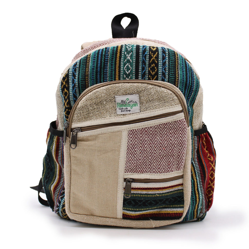 Small Hemp & Cotton Backpack – Zig Zag Zip Style | Velora
