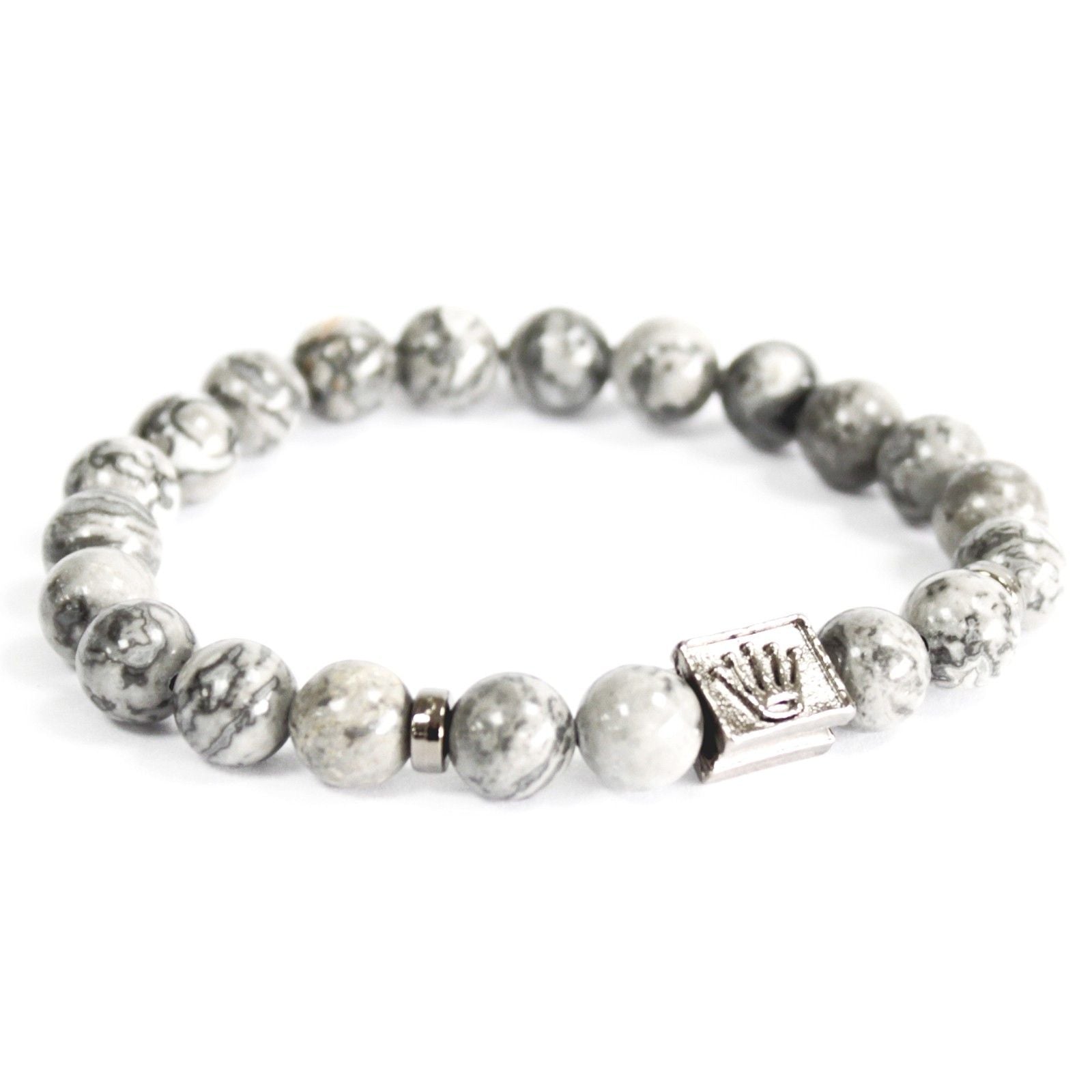 Crown Ingot Gemstone Bracelet - Grey Agate | Velora
