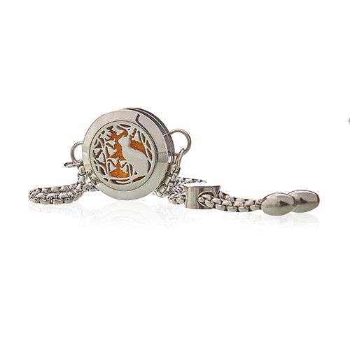 Aromatherapy Diffuser Bracelet - Cat & Flowers 20mm | Velora