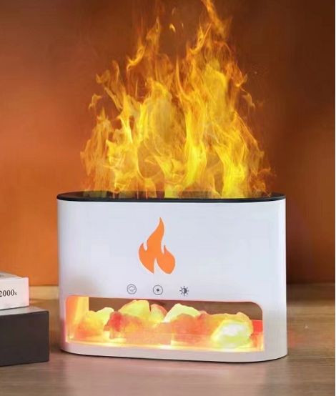 White Blaze Aroma Diffuser | Himalayan Salt Chamber | Flame Effect | Velora