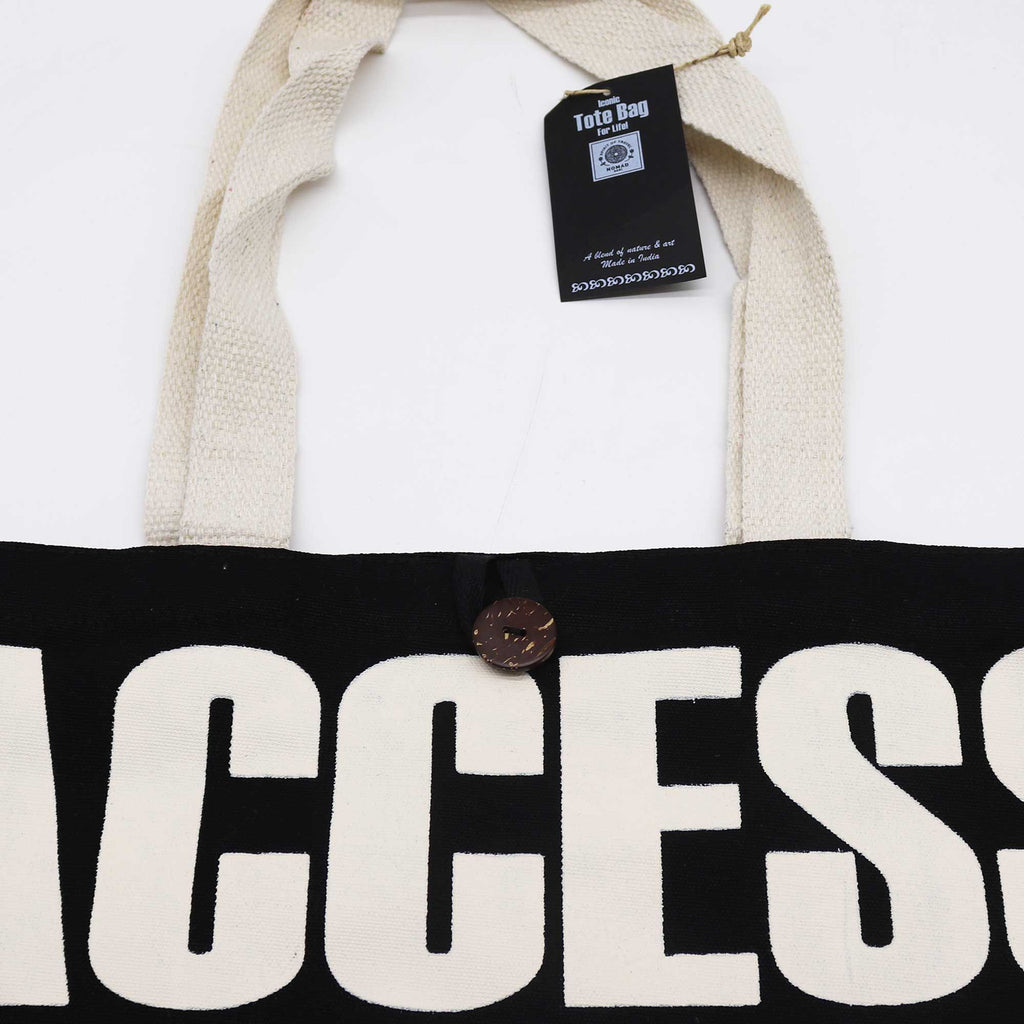 Iconic Classic Tote Bag - Access All Areas - Black Natural 10oz | Velora