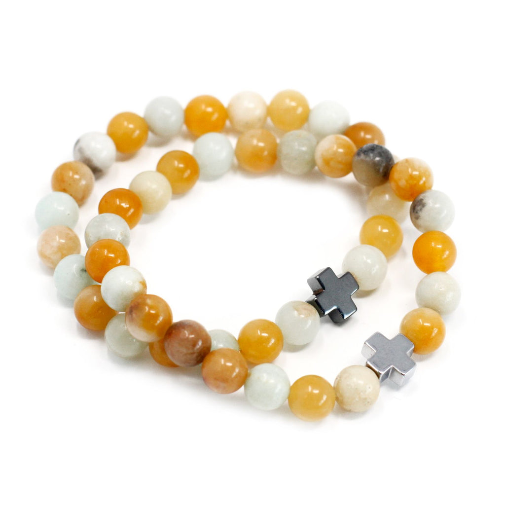 Gemstone Friendship Bracelets - Loyalty | Amazonite & Yellow Jasper | Velora