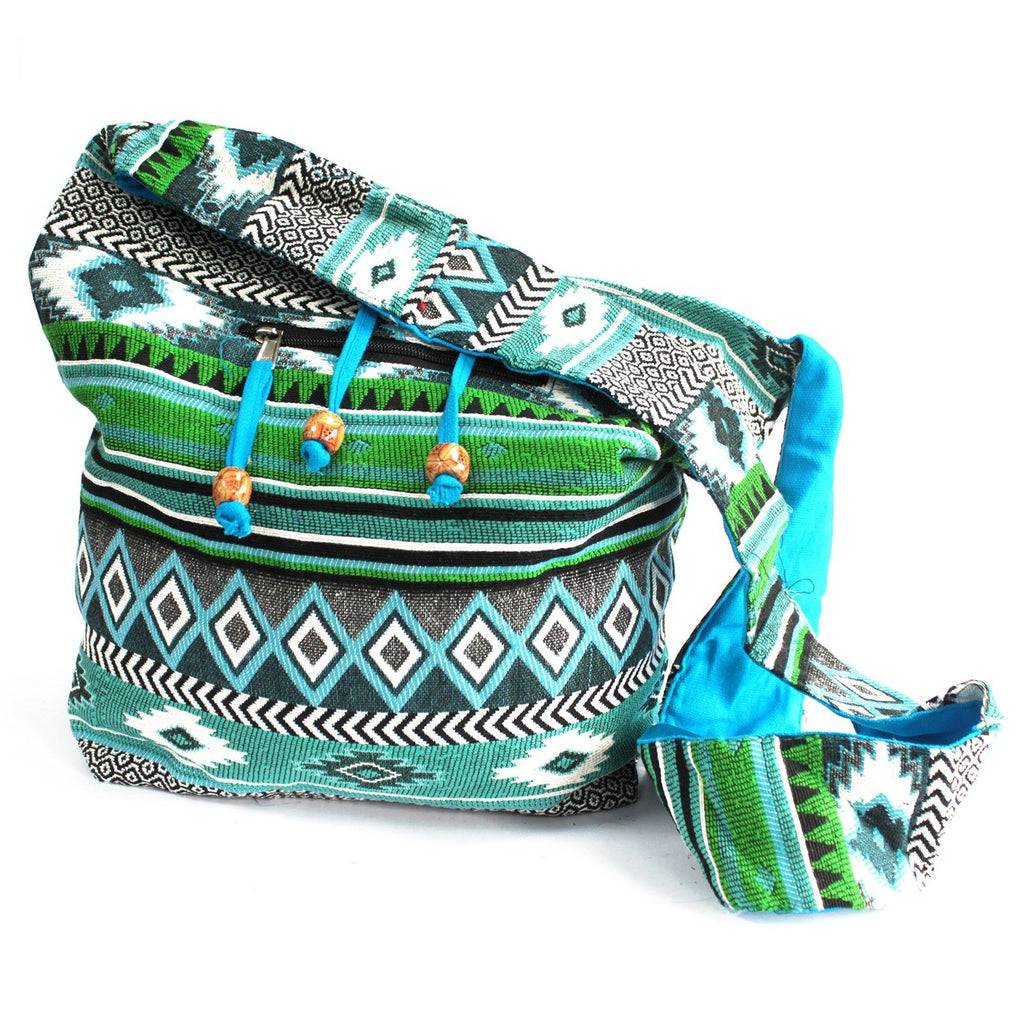 Jacquard Nepal Bag - Teal Sling & Backpack | Velora