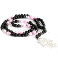 Hamsa Gemstone Necklace - Pink & Black Lava Stone | Velora