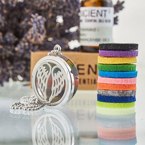 Aromatherapy Diffuser Necklace - Angel Wings 30mm | Velora