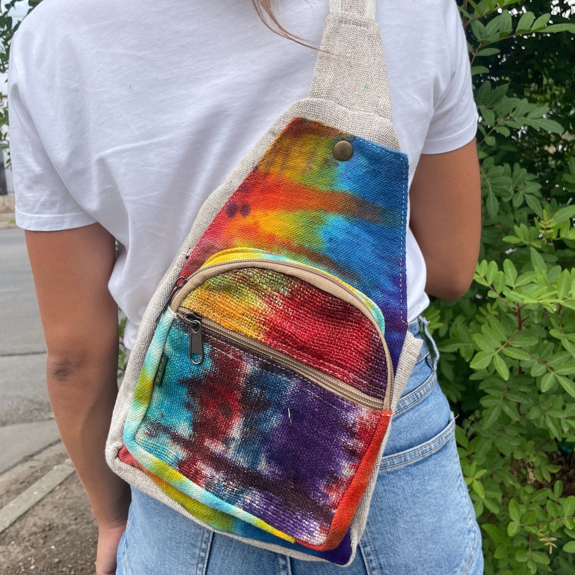 Tie-Dye Hemp Sling Shoulder Bag | Velora