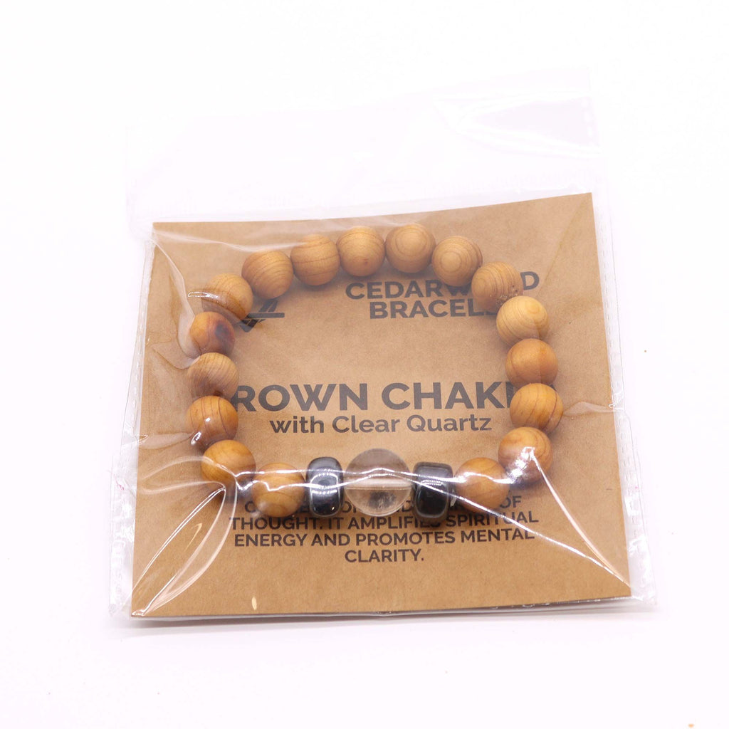 Cedarwood Crown Chakra Bangle - Clear Quartz | Velora
