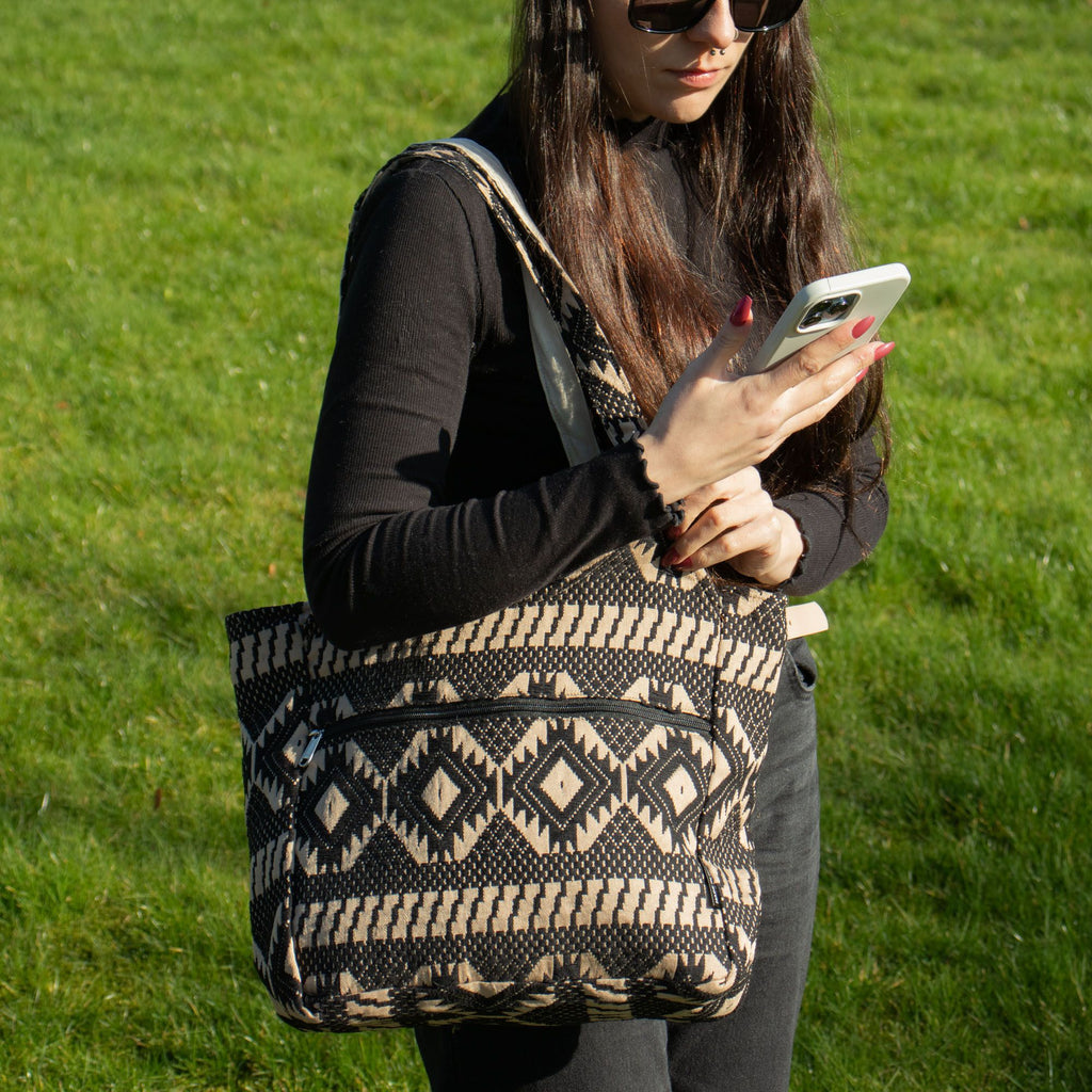 Desert Loom Wander Muse Sari Jacquard Tote Bag | Nomad Collection | Velora