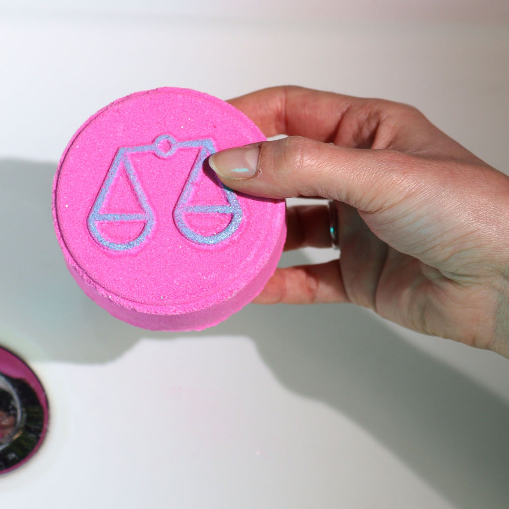 Libra Zodiac Bath Fizzers with Horoscope | Set of 2 | Velora