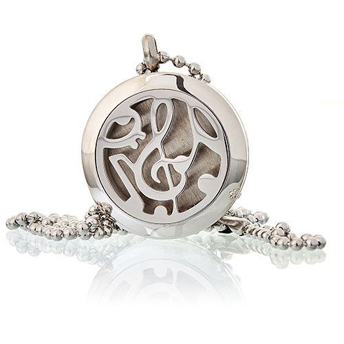 Aromatherapy Diffuser Necklace - Music Notes 25mm | Velora