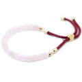 Rose Quartz Gemstone Bracelet | 18K Gold Plated | Bordeaux String | Velora