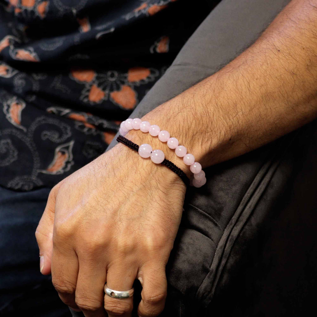 Rose Quartz Double Power Bracelet | Gemstone String Bracelet | Velora