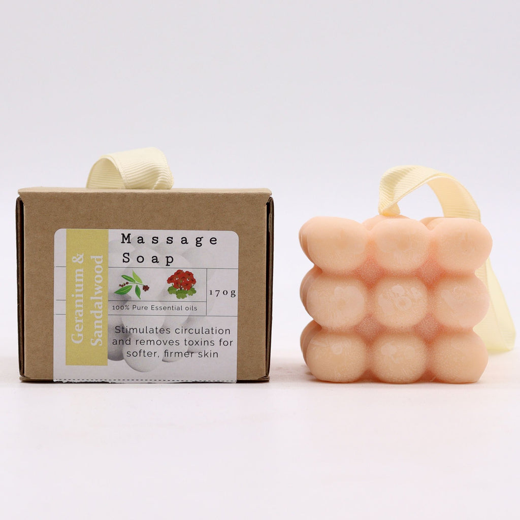Massage Soap Cube - Geranium & Sandalwood | Boxed | Velora
