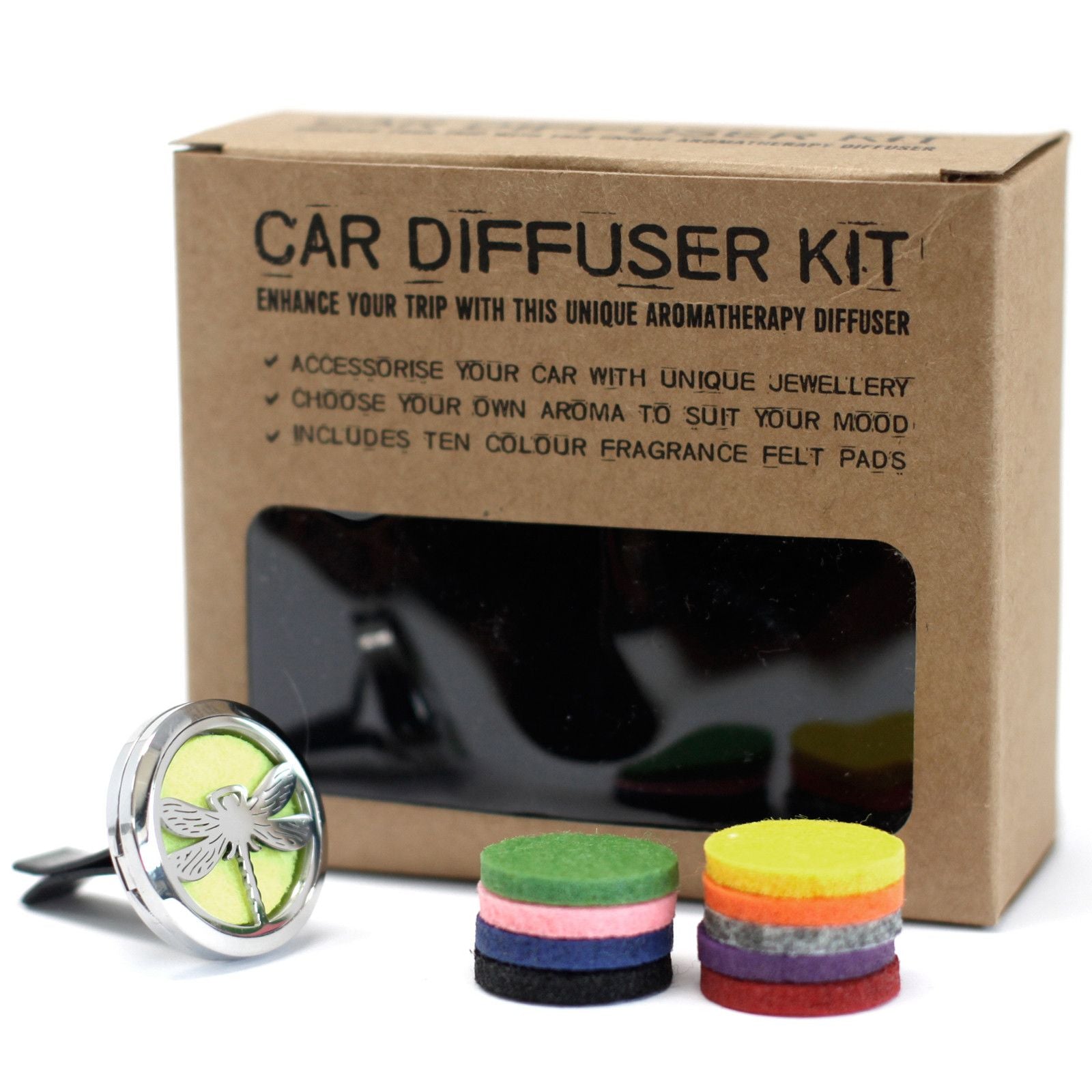 Dragonfly Car Diffuser Kit 30mm - Stainless Steel Locket | Velora