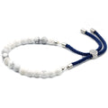 White Howlite Gemstone Bracelet | Silver Plated | Navy String | Velora
