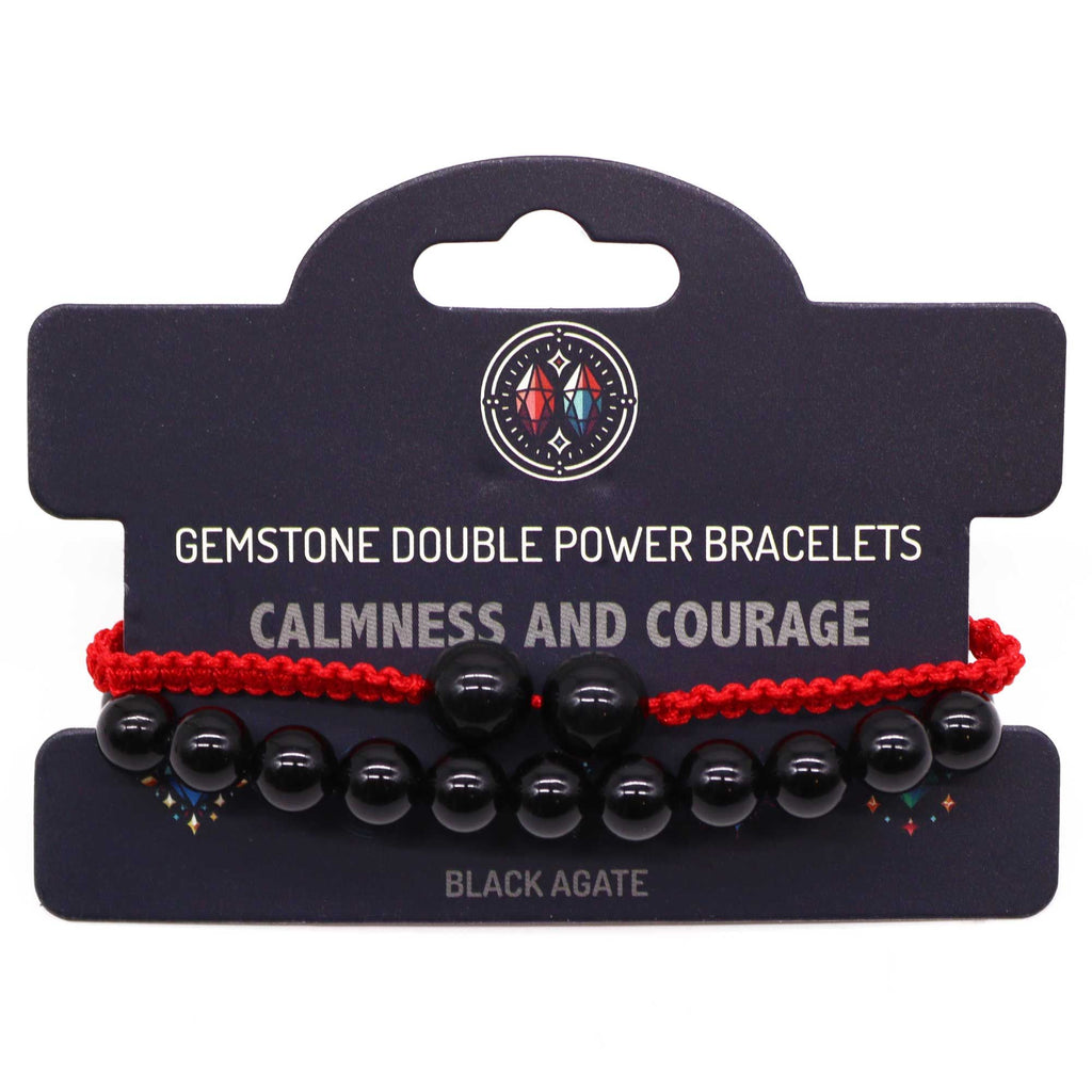 Black Agate Double Power Bracelet | Gemstone String Bracelet | Velora