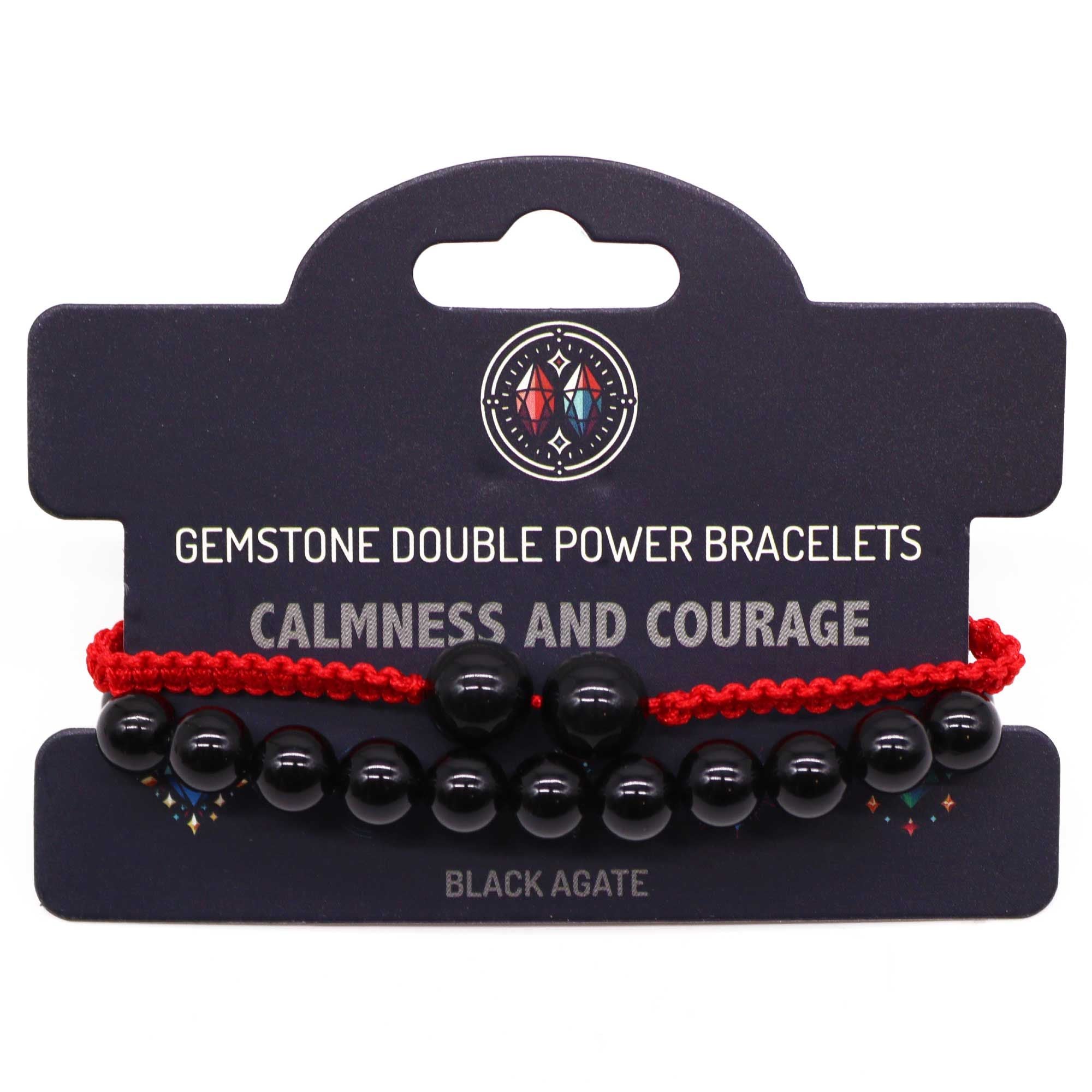Black Agate Double Power Bracelet | Gemstone String Bracelet | Velora