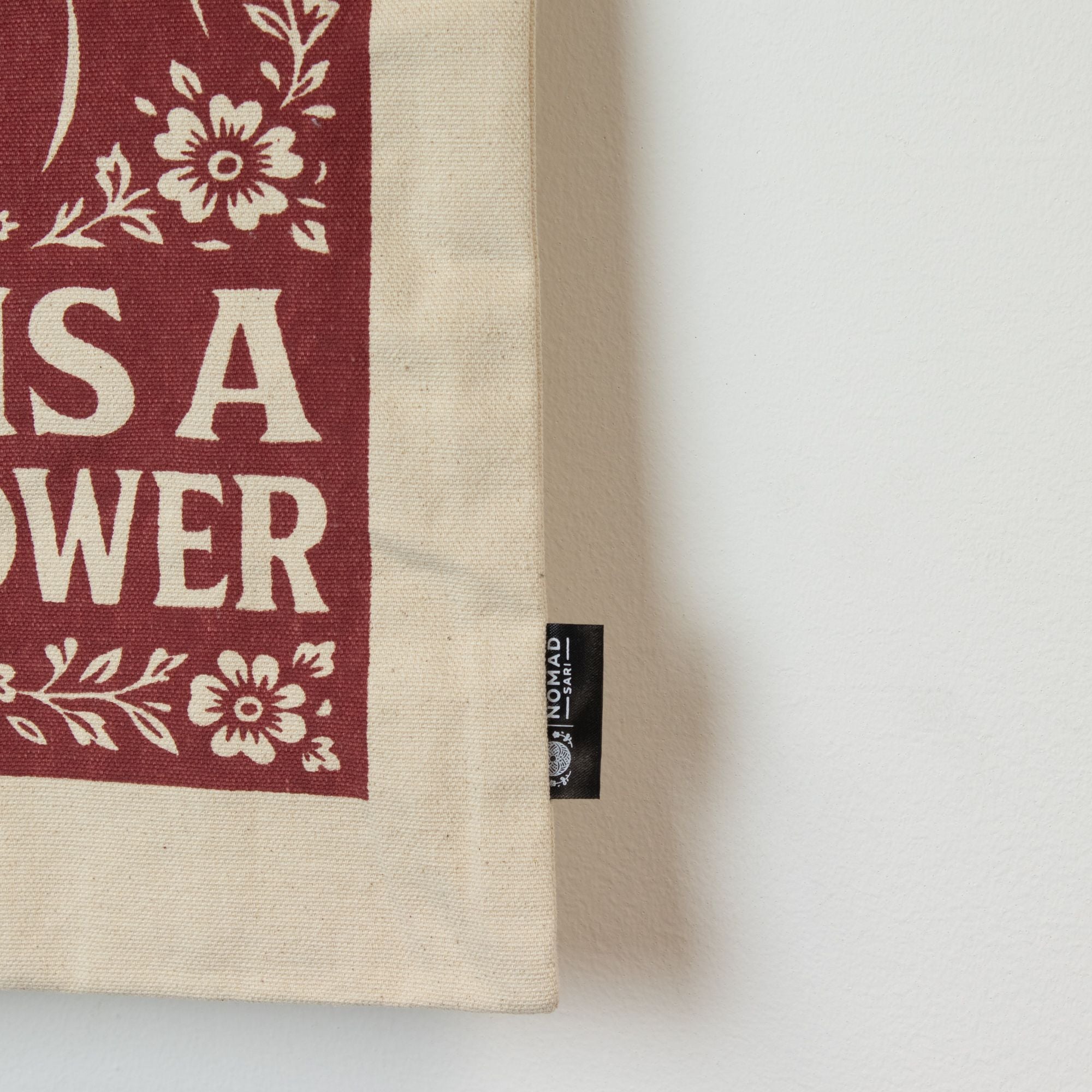 Nomad Sari Tote Bag - Love is a Super Power | Natural Canvas | Velora
