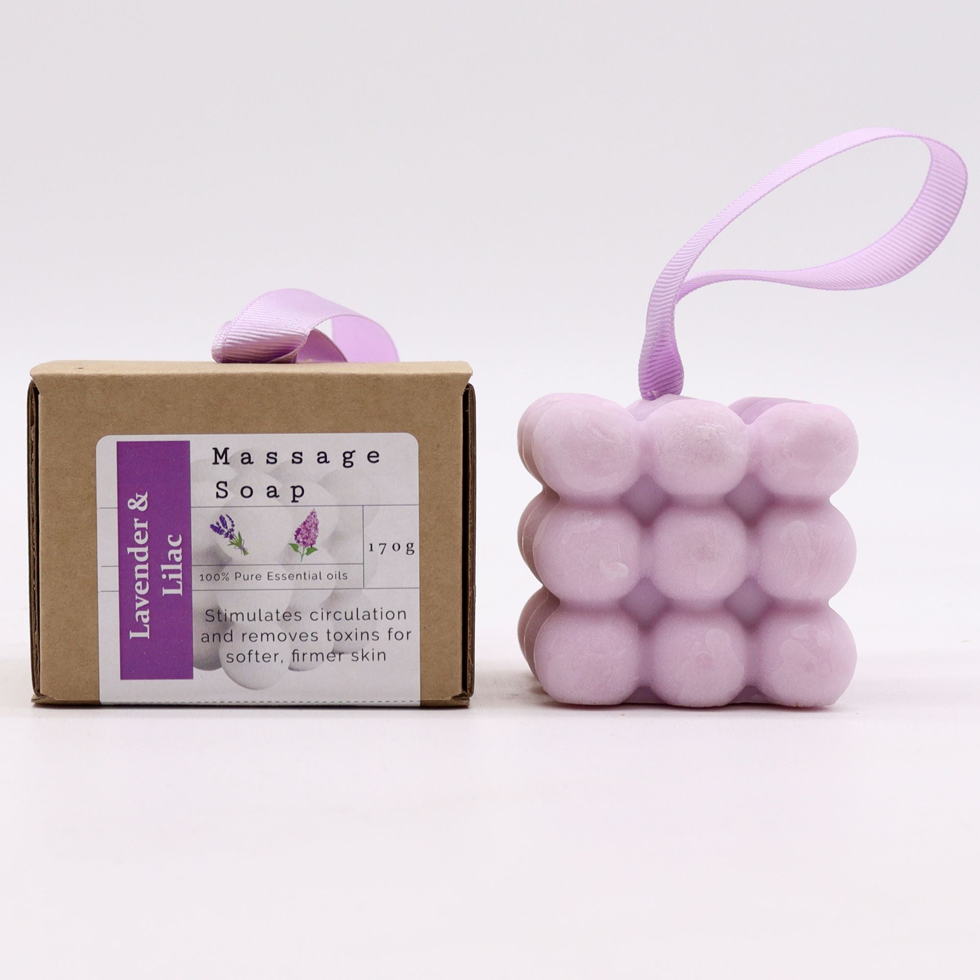 Massage Soap Cube - Lavender & Lilac | Boxed | Velora
