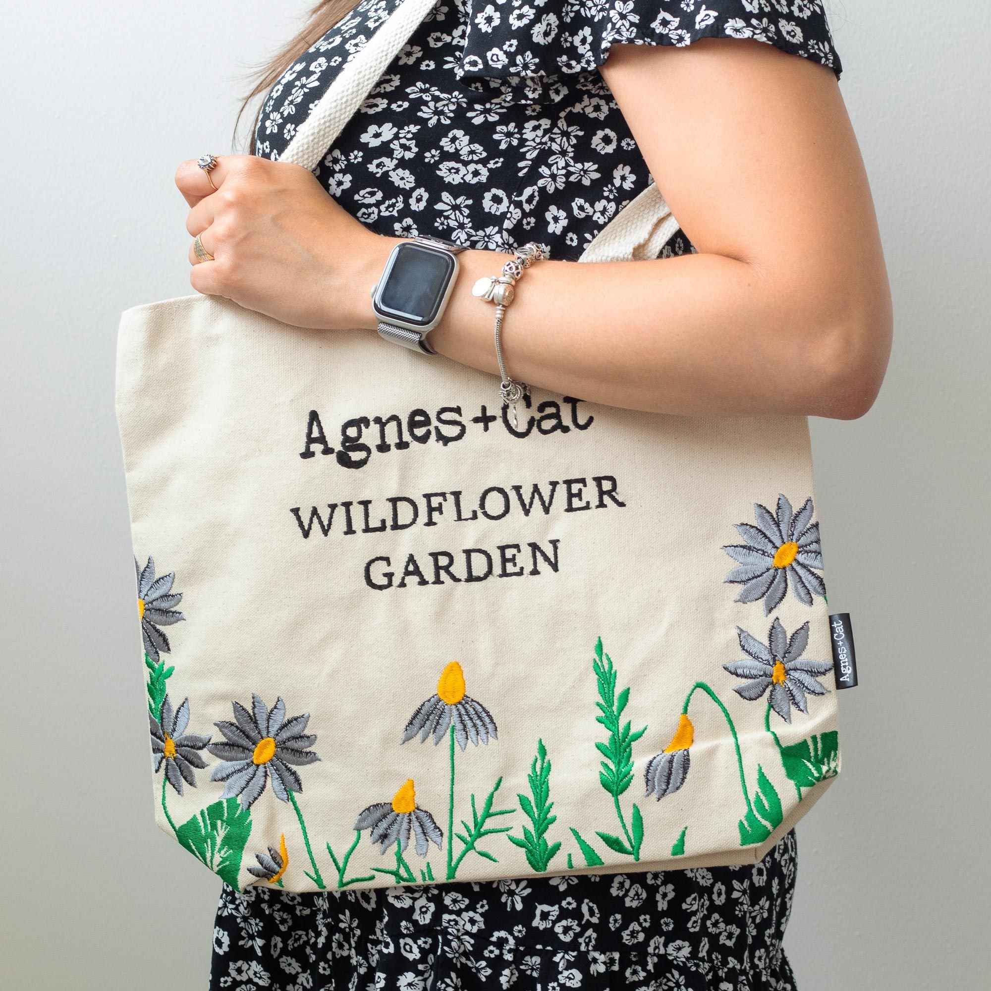 Agnes + Cat Wildflower Garden Tote Bag - Purple Flowers | Velora
