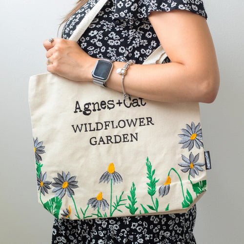 Agnes + Cat Wildflower Garden Tote Bag - Purple Flowers | Velora