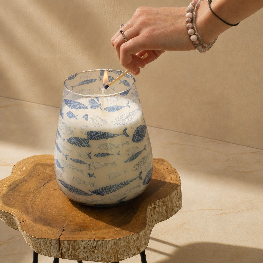 Tall Glass Jar Candle - Seabreeze | Velora