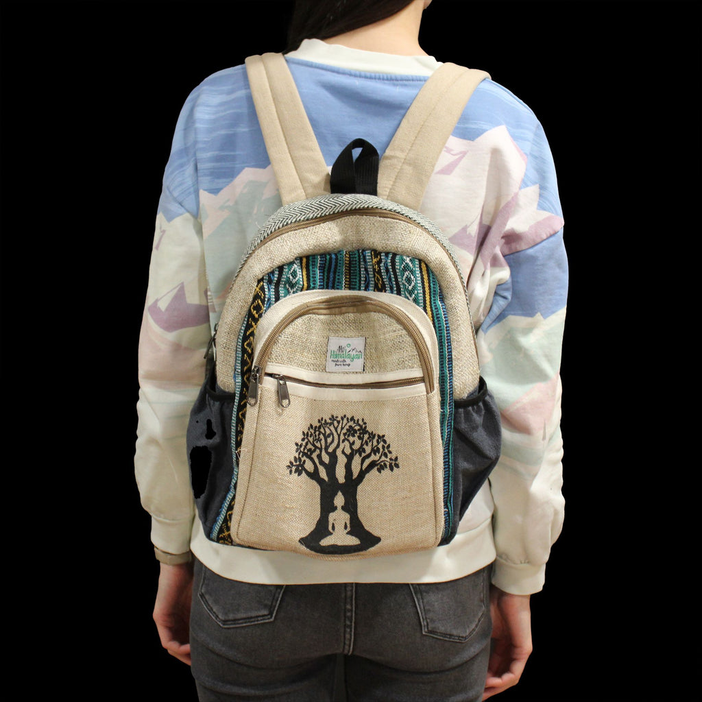 Small Hemp & Cotton Backpack – Bodhi Tree Design | Velora
